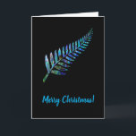 CUSTOMIZABLE XMAS KIWI SANTA CARD<br><div class="desc">Classic New Zealand fern - in the vibrant colors of the Paua shell. #madjack #paua #kiwi #new zealand #australia #downunder #sports</div>