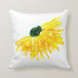 Customizable!!! Yellow daisy hand painted floral Cushion
