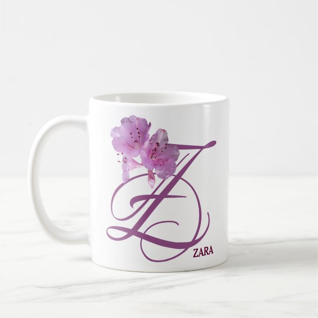 Customizable Zara pink rose flowers boho trendy Coffee Mug (Left)