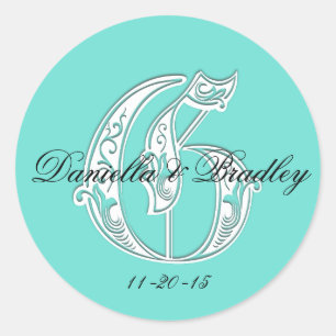 Customizble Colour - Letter "G" Wedding Classic Round Sticker