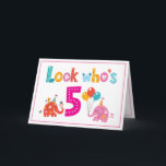 Customize 5th Birthday Card For a Girl<br><div class="desc">Cute birthday card for a girl,  with the option to add your birthday wishes inside.</div>