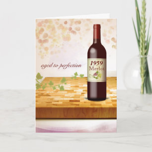 Customize-a-Birth-Year Wine Themed Birthday Card