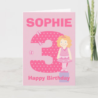 Customize age and name girl's birthday card
