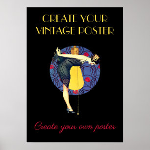 Customize Art Deco Illustration of a Pin-Up Girl  Poster
