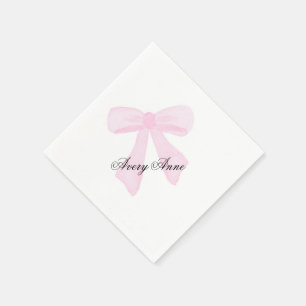 Customize baby shower napkin pink bow