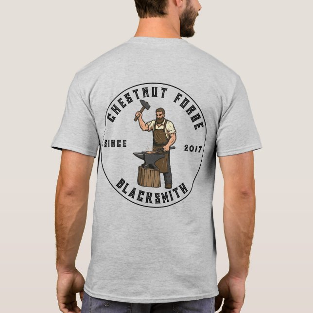 Customize Blacksmith Forge Ironworks Shop Business T-Shirt (Back)