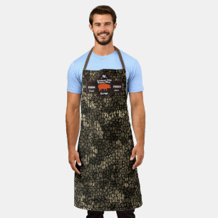 Customize Butcher Shop Orange Hog Pig Black Camo  Apron