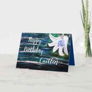 Customize by Name Happy Birthday Flower Design Card