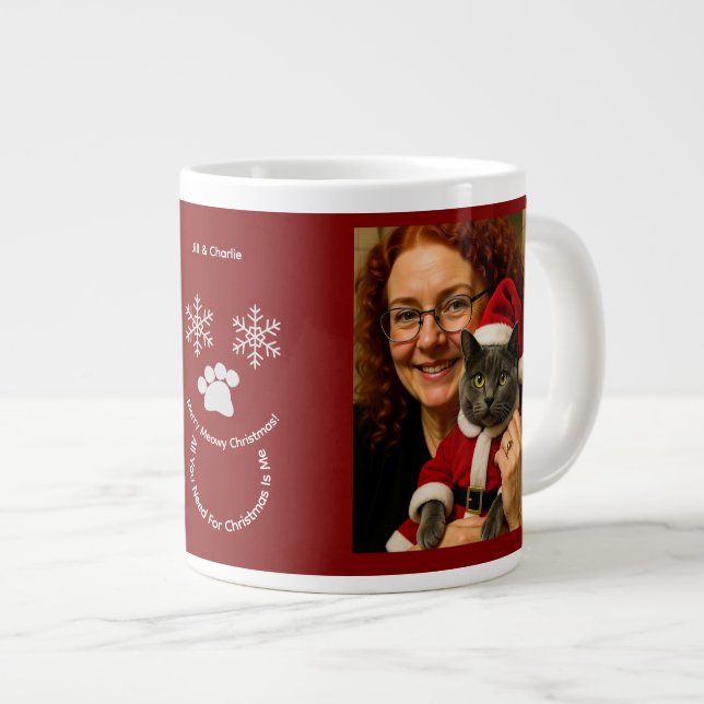 Customize ,Christmas Cat Owner Photo Specialty Mug (Front Right)