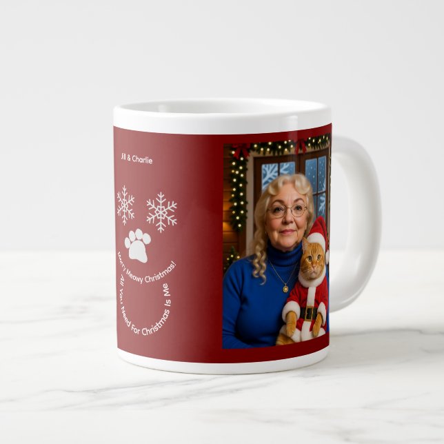 Customize ,Christmas Cat Owner Photo Specialty Mug (Front Right)