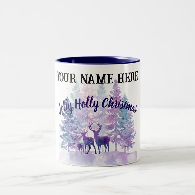 Customize Christmas Mug – Jolly Holly Design (Center)