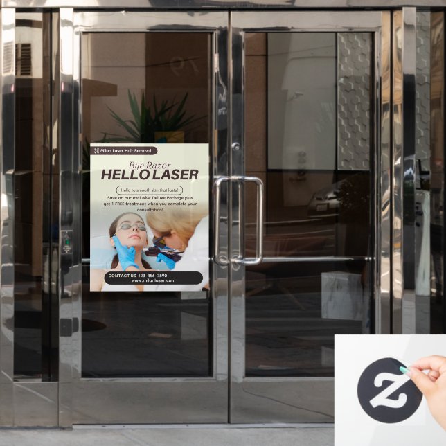 Customize Clean Laser Hair Removal Clinic Promo (Office Door)