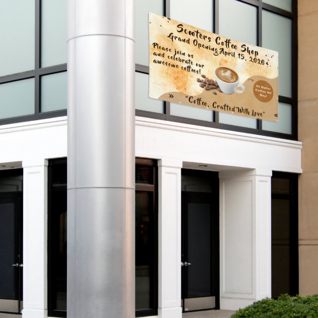 Customize Coffee Shop Grand Opening Special Day  Banner (Outside Building)