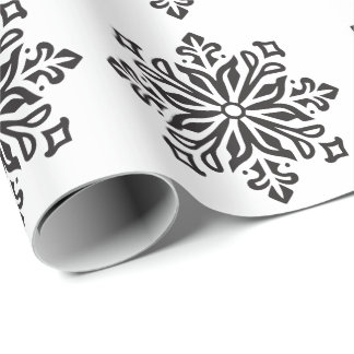 CUSTOMIZE COLOR: Vintage Snowflake Silhouette Wrapping Paper
