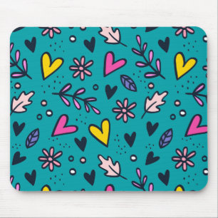 Customize Colorful Flower and Hearts Mouse Pad