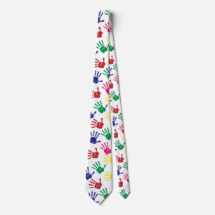 Customize Colorful Handprints Tie