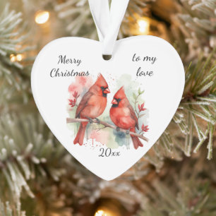 Customize Dated Cardinal to my Love Ornament