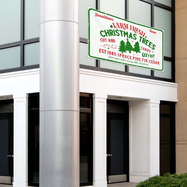 Customize Farm Fresh Christmas Trees For Sale Banner (Outside Building)