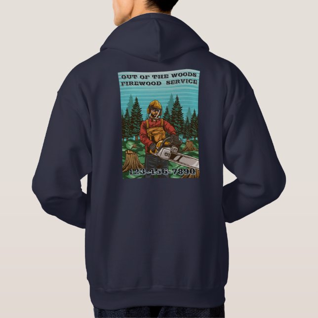Customize Firewood Sales Business Promotional Hoodie (Back)