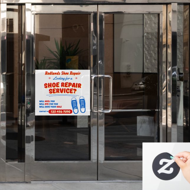 Customize Funny Shoe Repair Service Promo (Office Door)