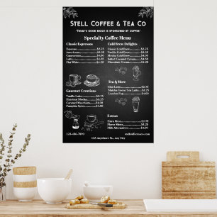 Customize Generic Coffee Menu Price Chalkboard Poster