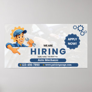 Customize Generic Now Hiring Auto Mechanic Poster