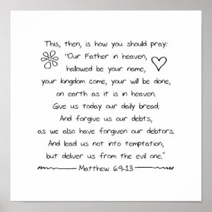 Customize Handwriting Bible Verse The Lords Prayer Poster