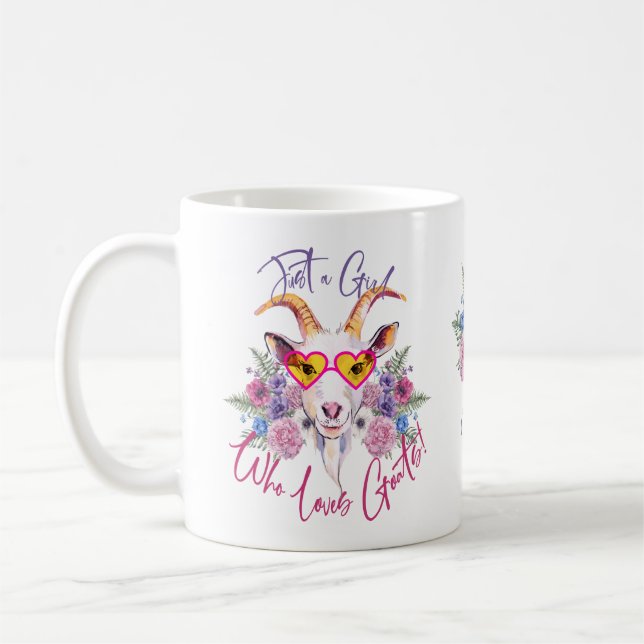 CUSTOMIZE | Hipster Goat - Girl who Loves Goats Coffee Mug (Left)