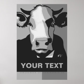CUSTOMIZE IT Black and White Pop Art Cow Poster