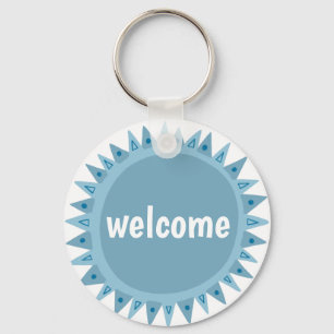 CUSTOMIZE IT Blue Sun Sunshine Name Tag Text Key Ring