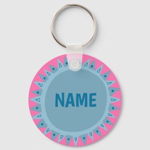 CUSTOMIZE IT Blue Sun Sunshine Name Tag Your Text Key Ring