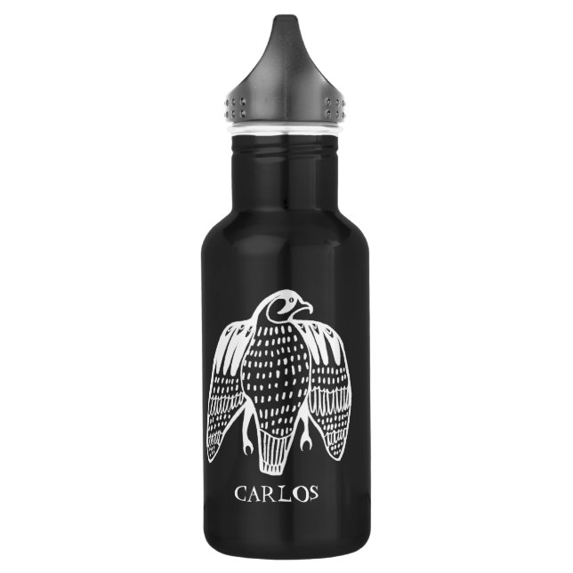 CUSTOMIZE IT Peregrine Falcon line drawing WHITE 532 Ml Water Bottle (Left)