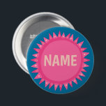 CUSTOMIZE IT Pink Blue Sunshine Name Tag  7.5 Cm Round Badge<br><div class="desc">Decorate your outfit with this cool art button. Makes a great  gift! You can customise it and add text too. Check my shop for lots more colours and patterns! Let me know if you'd like something custom too.</div>