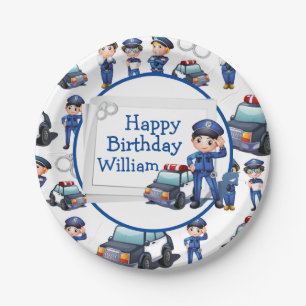 Customize Kids Policemen  Paper Plate