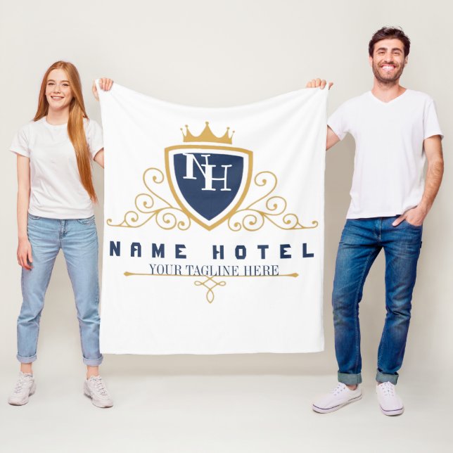 Customize Luxury hotel business company LOGO Fleece Blanket (In Situ)