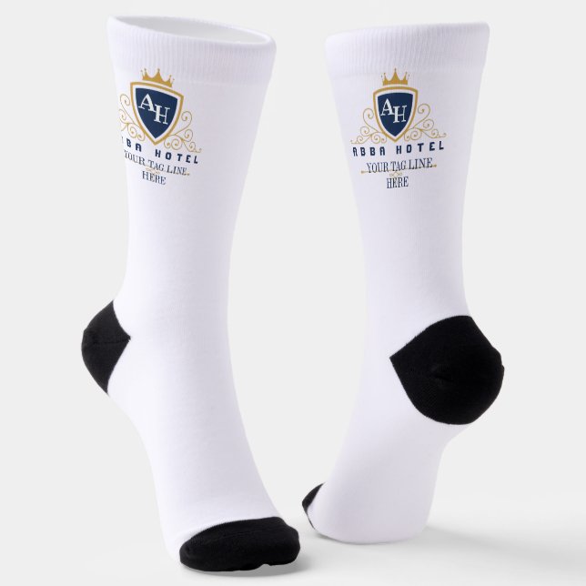 Customize Luxury hotel business orrestaurant logo Socks (Angled)