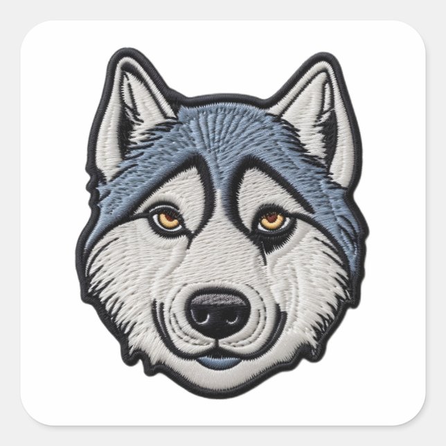 CUSTOMIZE ME Husky Embroidered Design Square Sticker (Front)