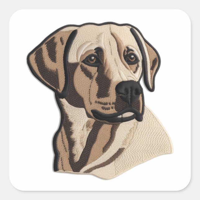 CUSTOMIZE ME Labrador Retriever Embroidered Design Square Sticker (Front)