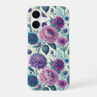 Customize Modern Purple Floral Vintage Dahlia