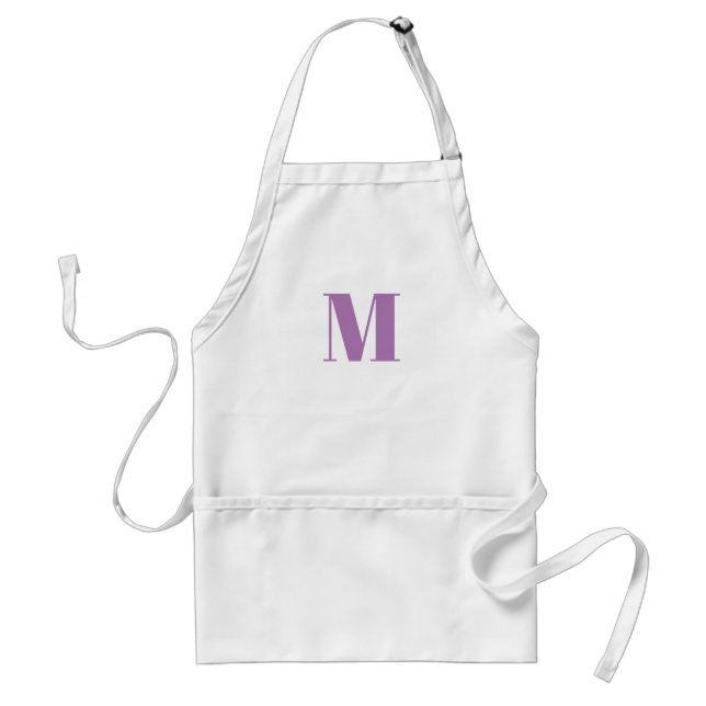 Customize monogram initial lavender lilac white standard apron (Front)