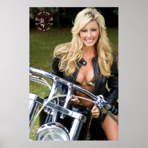 Customize Motorcycle Shop Logo Bikini Babe  Poster
