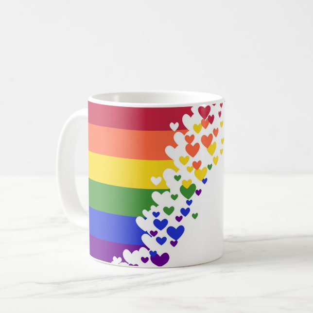 Customize Mugs - LGBT Flag Hearts  (Front Left)