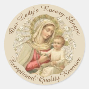 CUSTOMIZE Our Lady of the Rosary Baby Jesus Classic Round Sticker