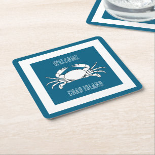 Customize Paper Coasters - Welcome To Crab island