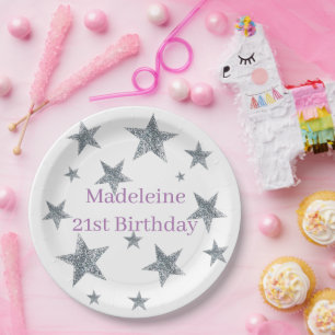 Customize Paper Plates and Bowls - Sliver Stars