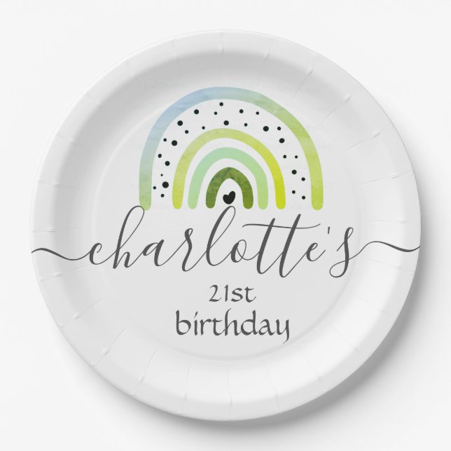 Customize Paper Plates - Rainbow Green (Front)