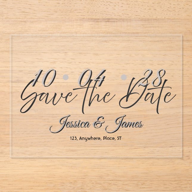 Customize  Personalized Save the Date Acrylic Invitations (Front)