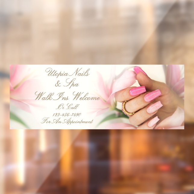 Customize Pink Floral  Nail Salon Walk Ins Welcome (Sheet 2)