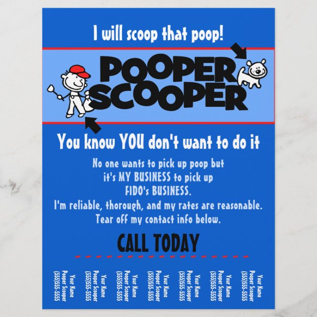 CUSTOMIZE Pooper Scooper business tear sheet flyer (Front)