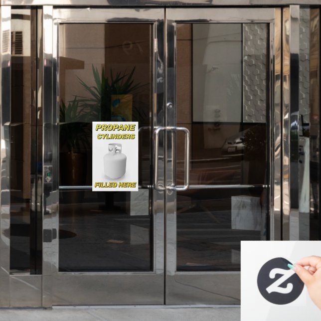 Customize Shop Logo Propane Cylinders Filled Here (Office Door)